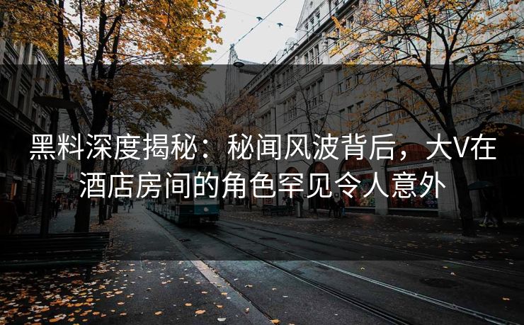 黑料深度揭秘：秘闻风波背后，大V在酒店房间的角色罕见令人意外