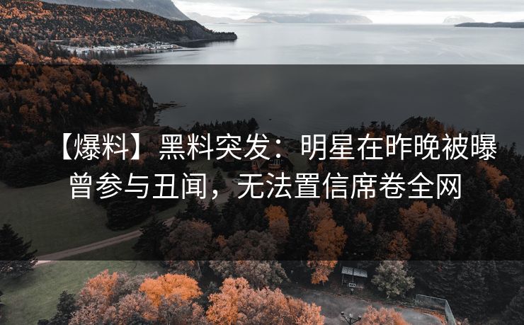 【爆料】黑料突发：明星在昨晚被曝曾参与丑闻，无法置信席卷全网