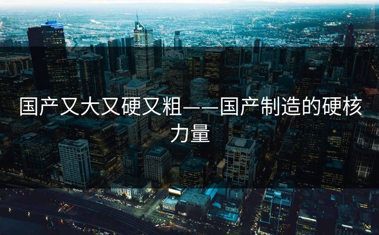 国产又大又硬又粗——国产制造的硬核力量