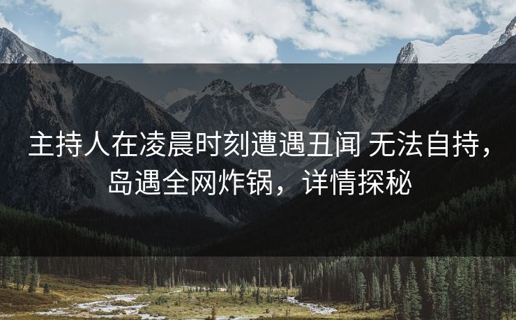 主持人在凌晨时刻遭遇丑闻 无法自持，岛遇全网炸锅，详情探秘