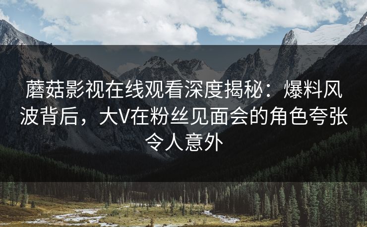 蘑菇影视在线观看深度揭秘：爆料风波背后，大V在粉丝见面会的角色夸张令人意外