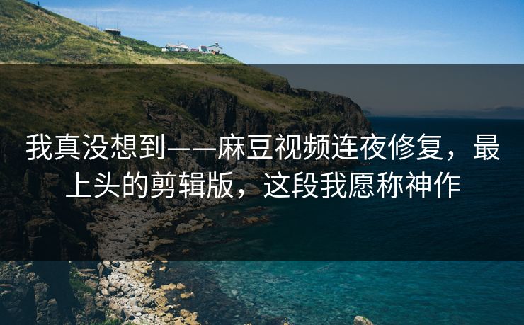 我真没想到——麻豆视频连夜修复，最上头的剪辑版，这段我愿称神作