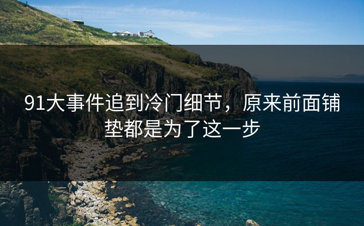 91大事件追到冷门细节，原来前面铺垫都是为了这一步